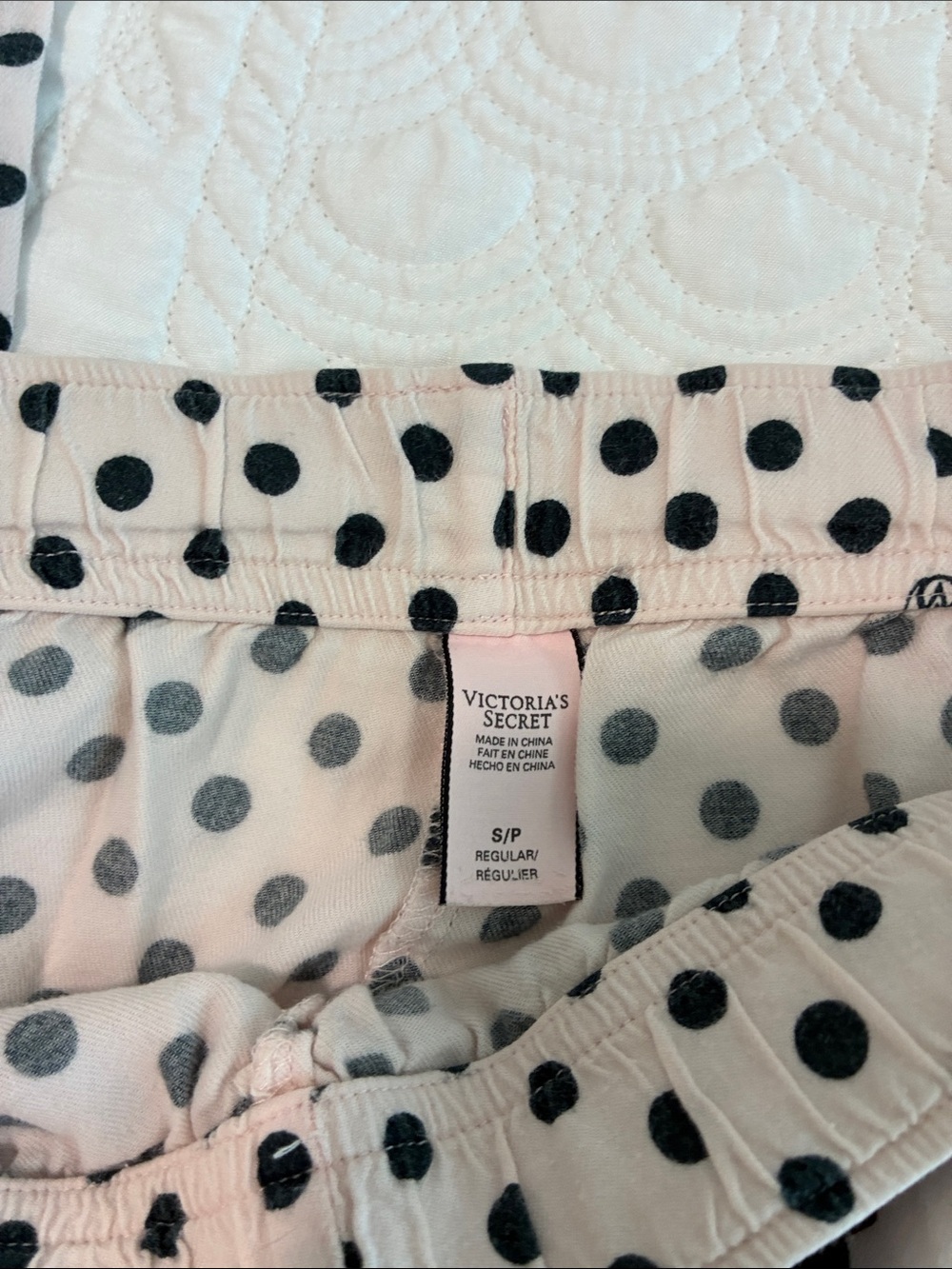 Victoria’s Secret Polka Dot Two-Piece Pajama Set with Black Trim - Picture 3 of 8